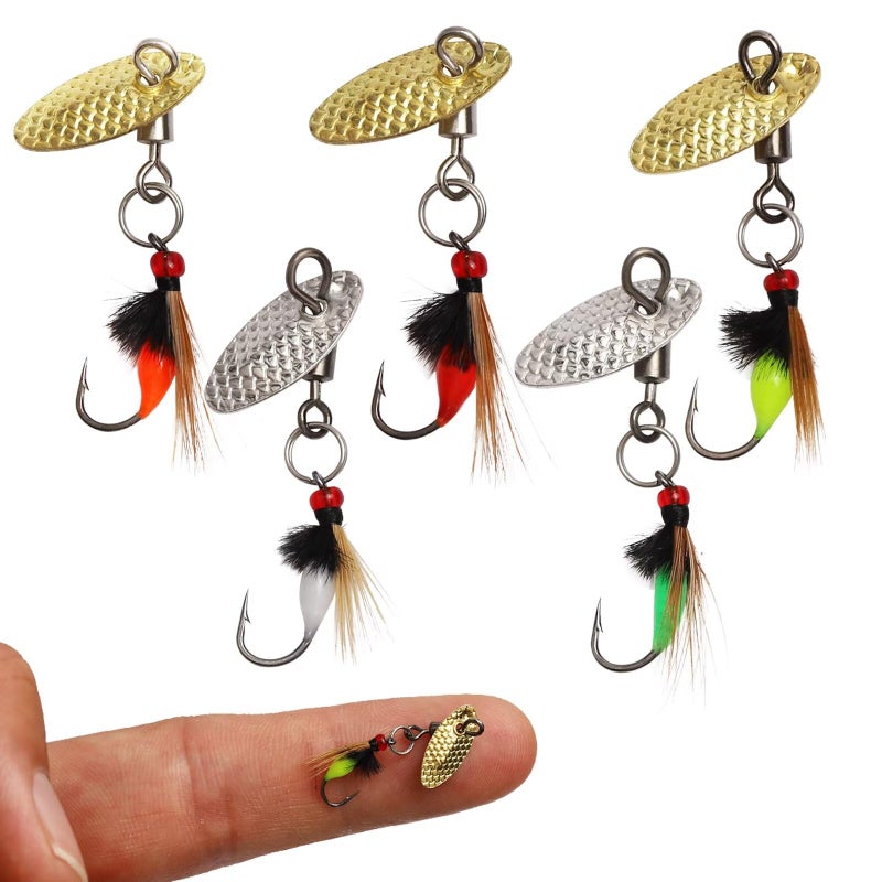 Dovesun Fly Fishing Lures Fly Fishing Flies Wet Flies Lures with Spinner for Bass Sunfish, Pike Hook 14# 5pcs - Image 1